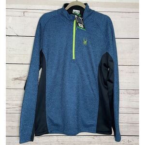 NWT Spyder Blue Knit Outbound 1/2 Zip MockNeck Sweater Men Size XL